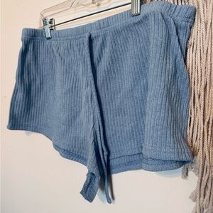 Cozy Blue Ribbed Lounge Shorts